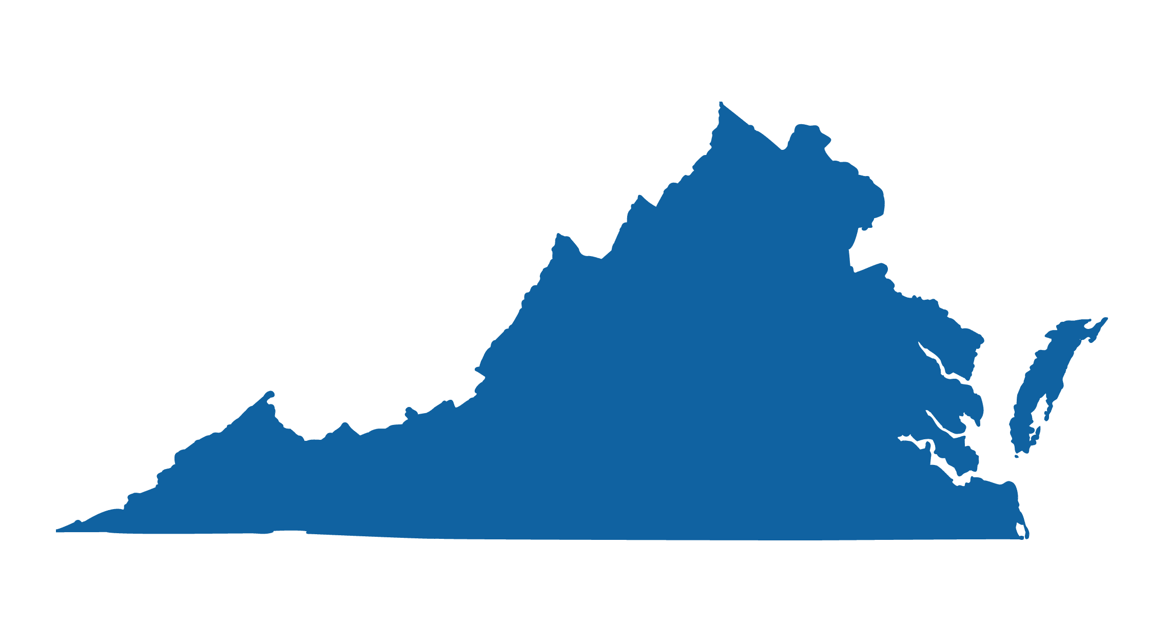 Outline of the state of Virginia colored a solid blue